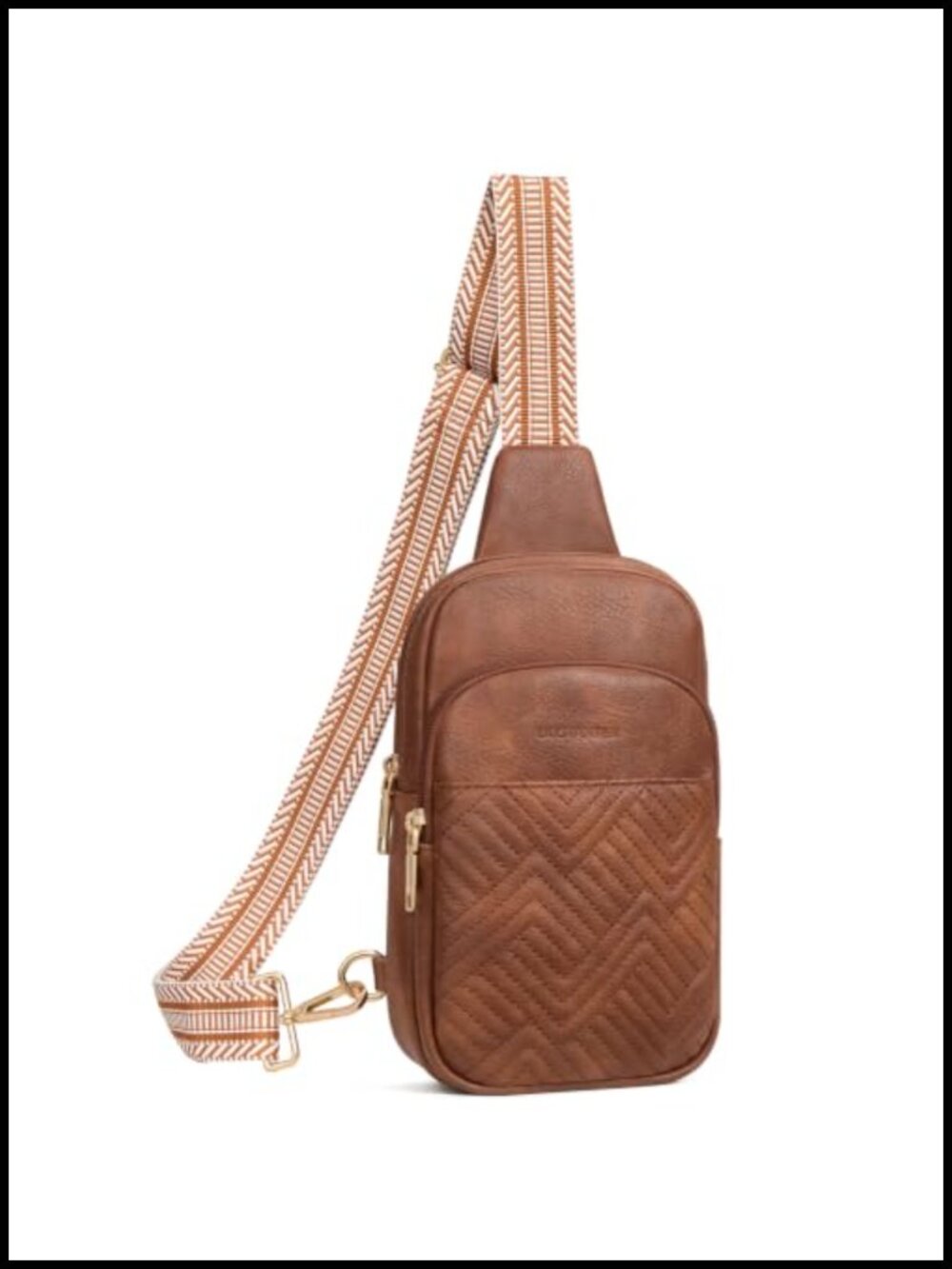 Quilted Sling Crossbody Bag Adjustable Guitar Strap Women's Hands-Free Purse